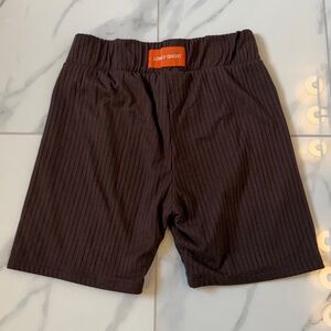 LONELY GHOST Brown Ribbed Biker Shorts Size L